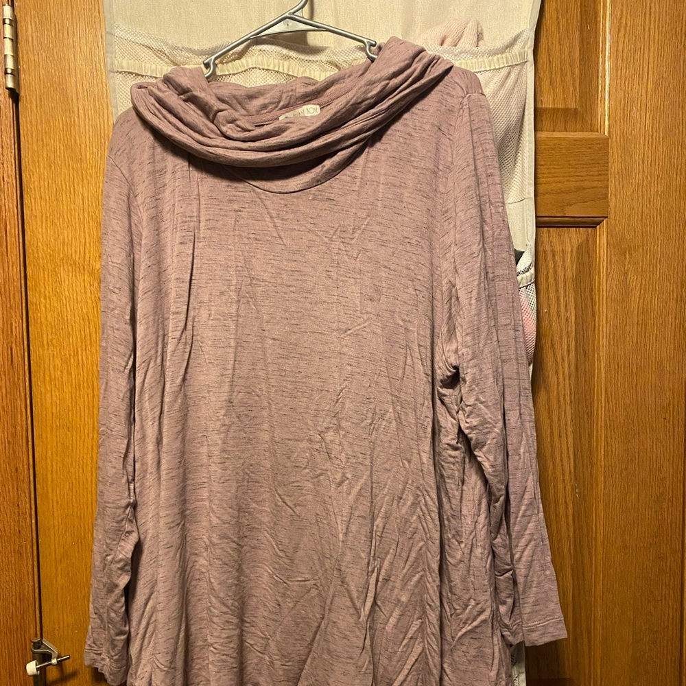 Dusty rose/ light pink sweater with cowl neck. Size 3x.